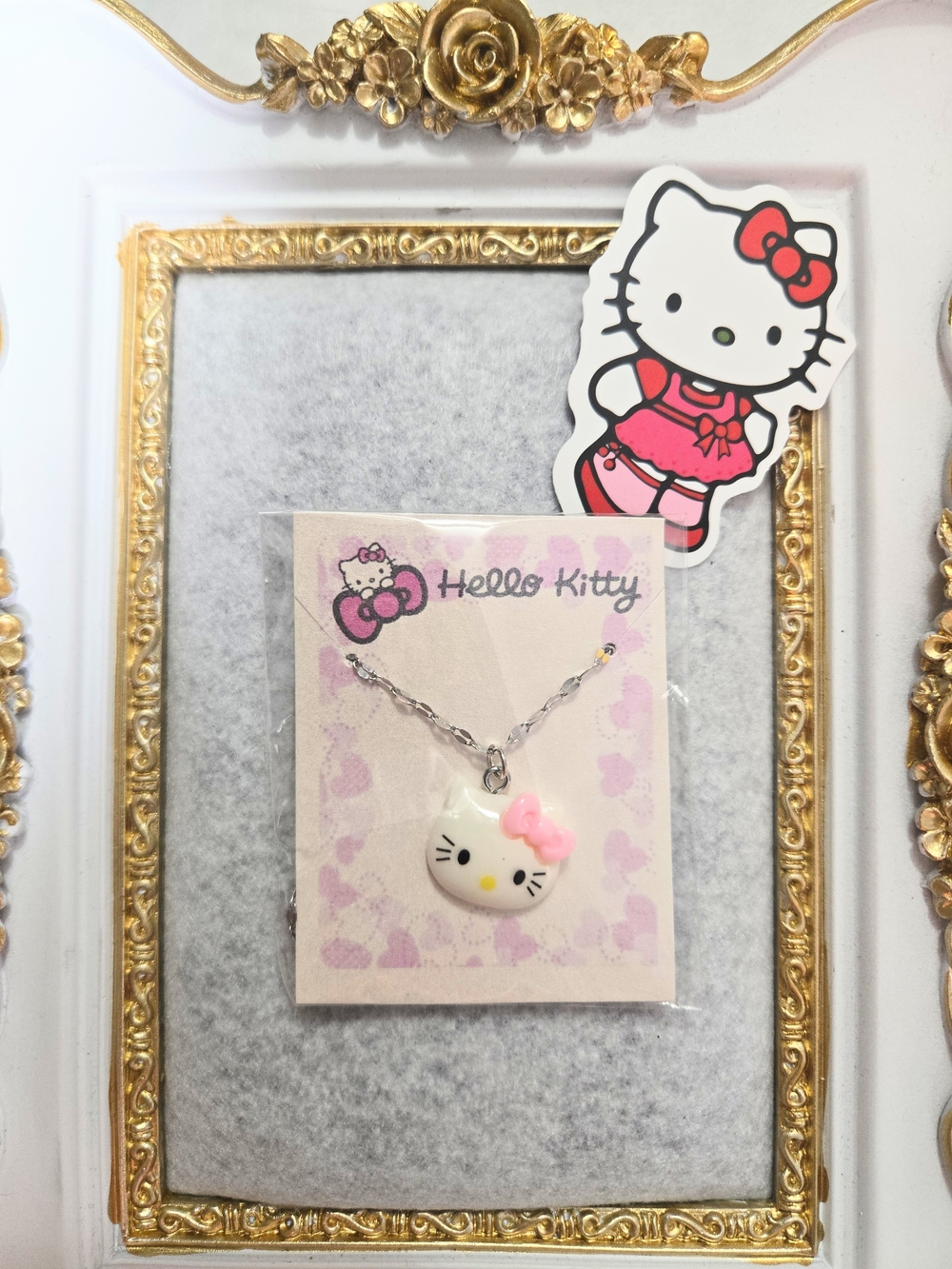 Hello Kitty Pink Bow Pendant Resin Charm Necklace Jewelry Gift Sticker